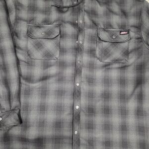 NWOT Dickies Men's Water Repellent Hooded Flannel Shirt Jacket Gry/Blk Size 3XL